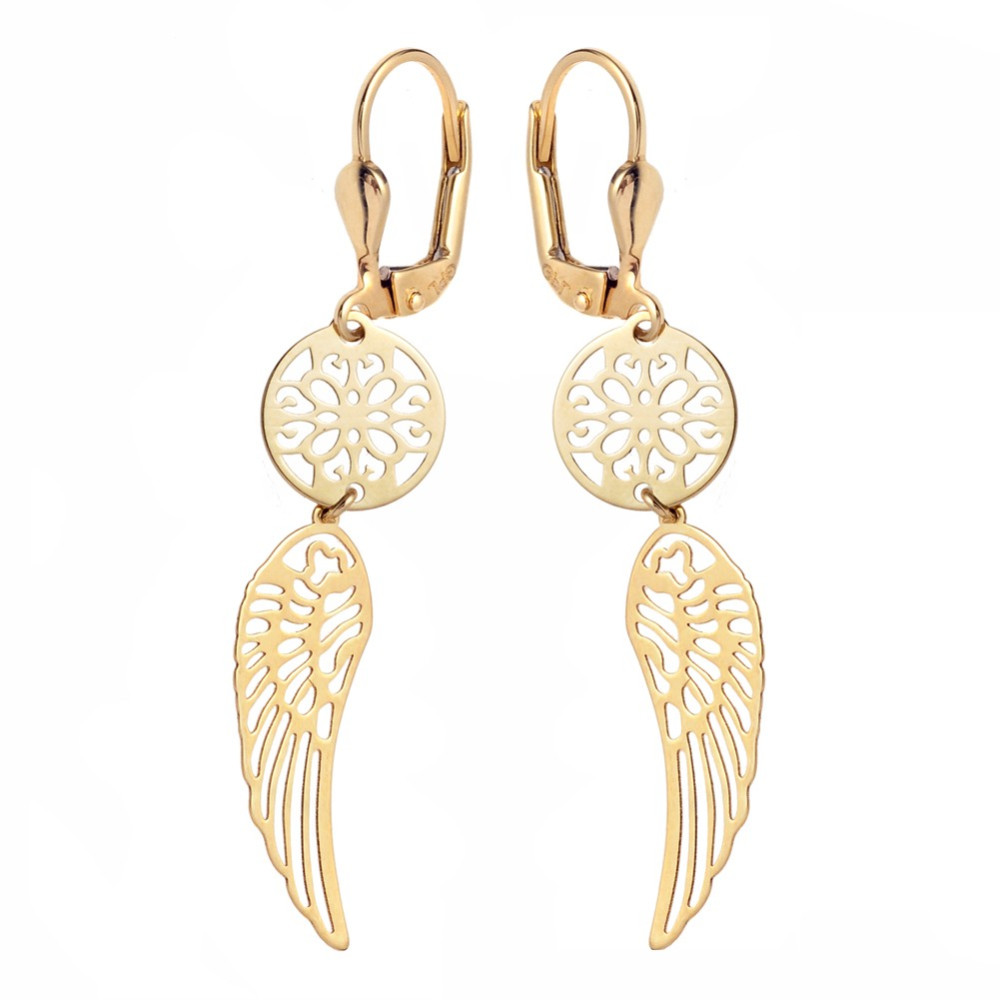 Gold Ohrringe Flügel Ohrhänger Ohrstecker Ohrschmuck Gelbgold