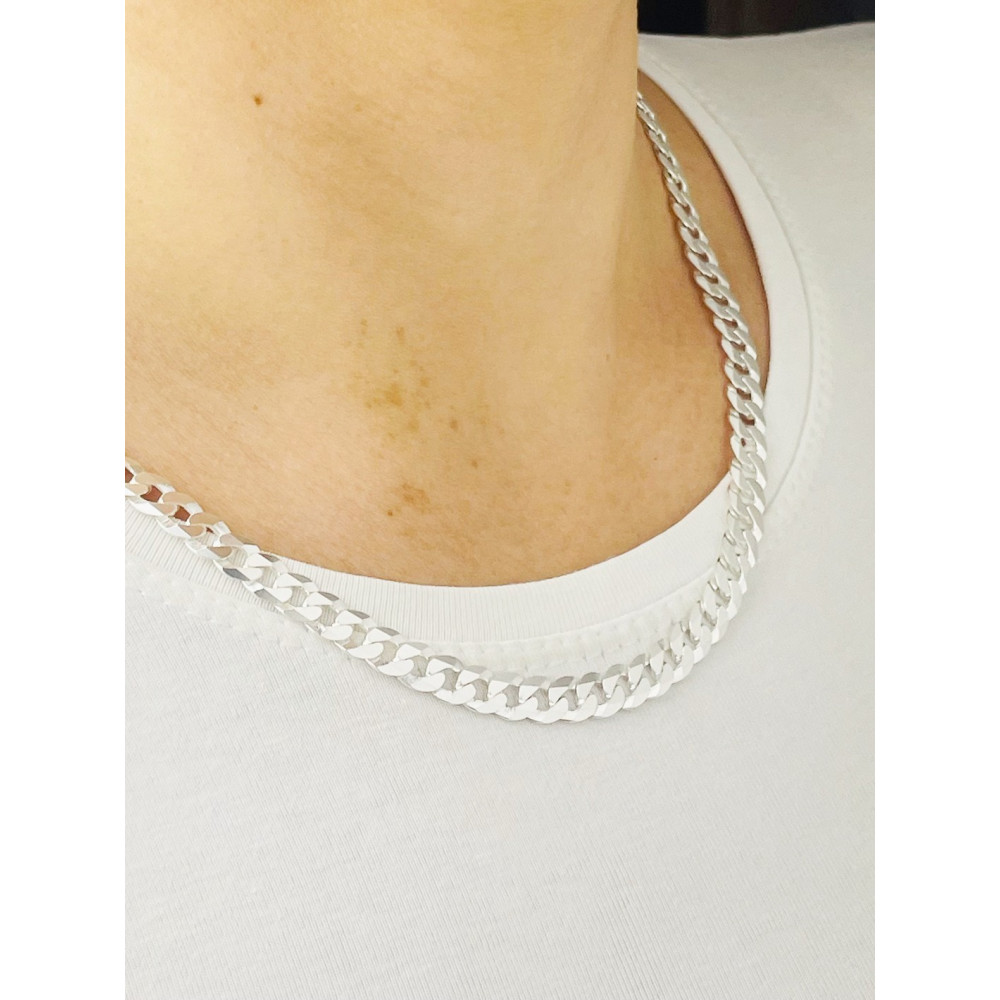 Srebrny łańcuszek szeroka pancerka