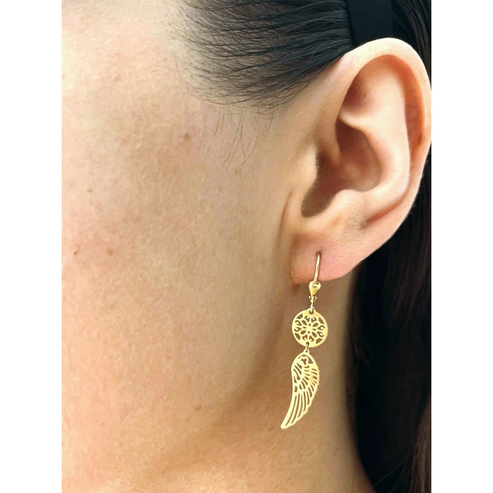 Gold Ohrringe Flügel Ohrhänger Ohrstecker Ohrschmuck Gelbgold