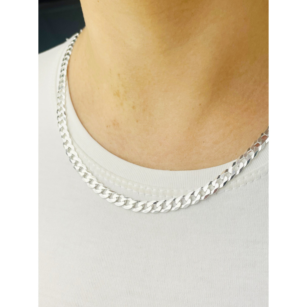 Srebrny łańcuszek szeroka pancerka