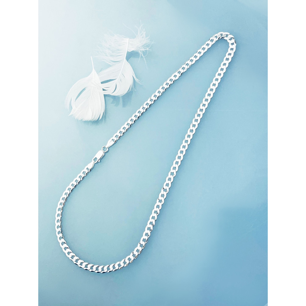 Srebrny łańcuszek szeroka pancerka