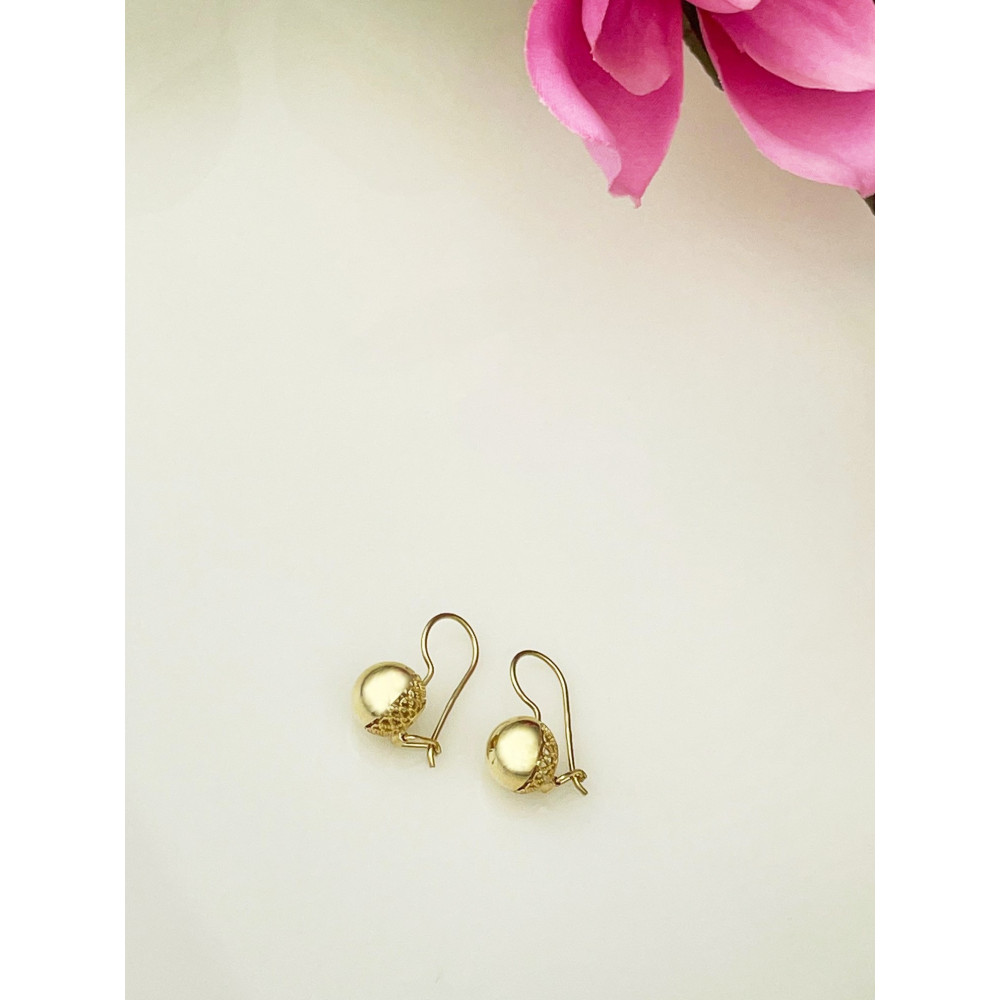 Złote kolczyki kuleczki ze zdobieniem