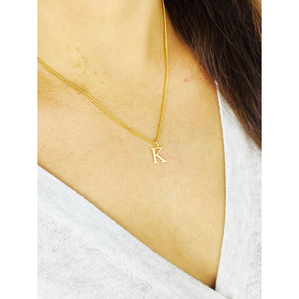 Złoty wisiorek zawieszka literka K klasyczna prosta