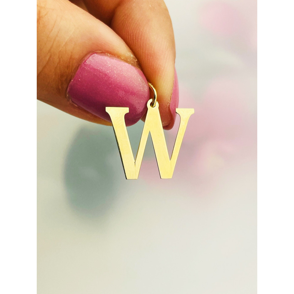 Anhänger Buchstabe W Kettenanhänger Goldanhänger 14KT Gelbgold