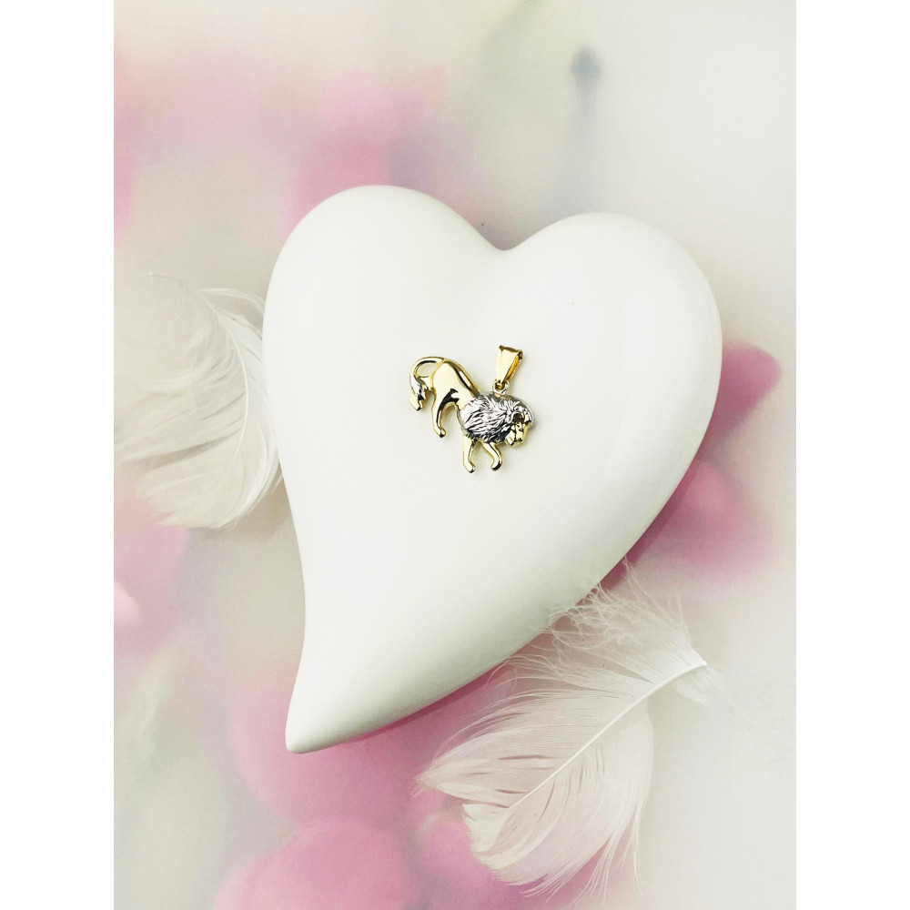 Złoty wisiorek zawieszka znak zodiaku lew figurka