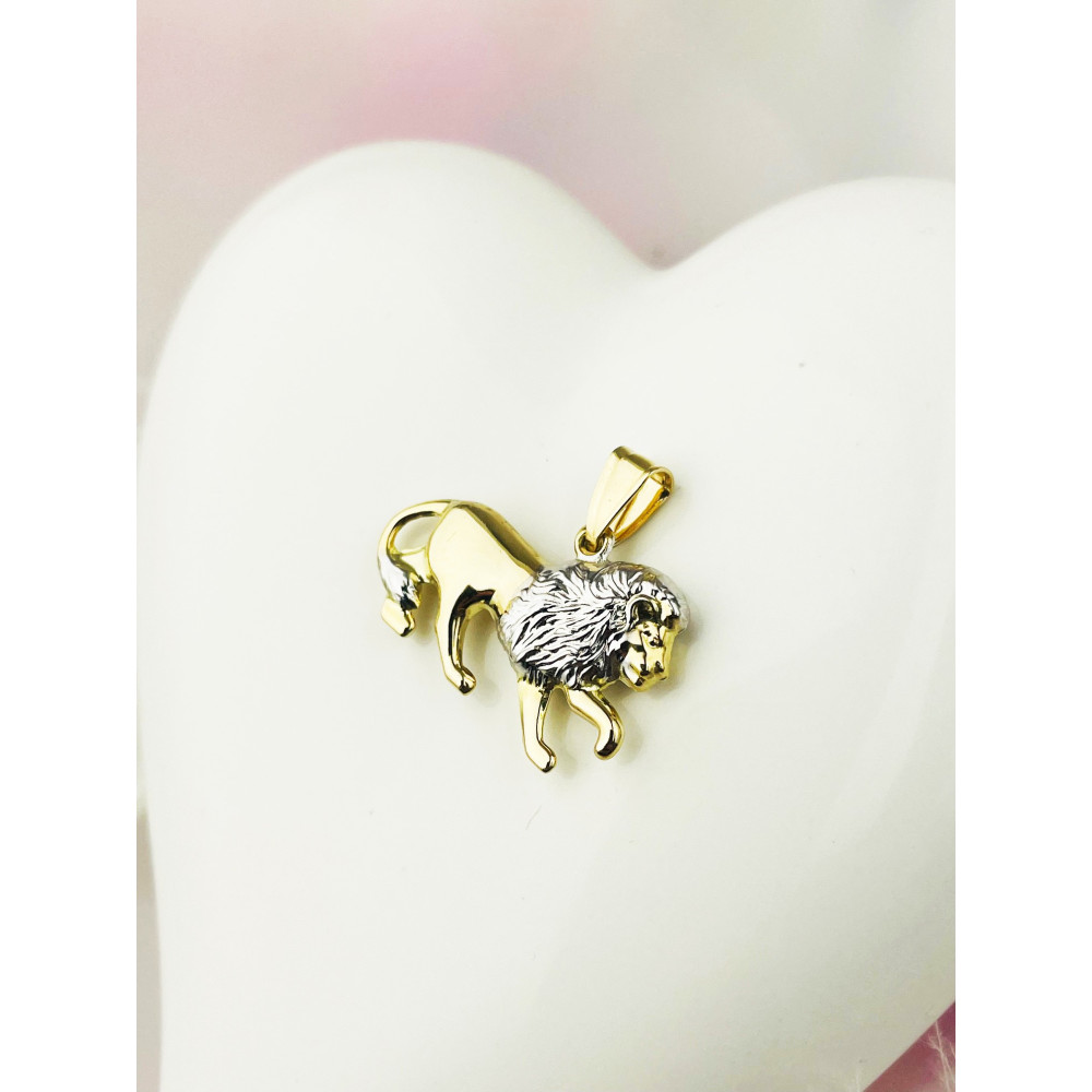 Anhänger Löwe Sternzeichen Tierkreiszeichen Horoskop Kettenanhänger Bicolor Zweifarbig Gold Goldanhänger