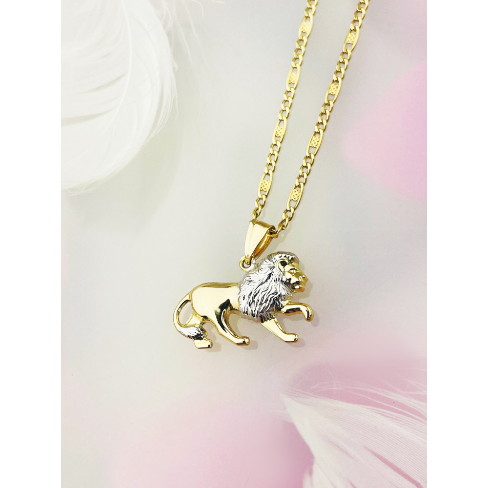 Złoty wisiorek zawieszka znak zodiaku lew figurka