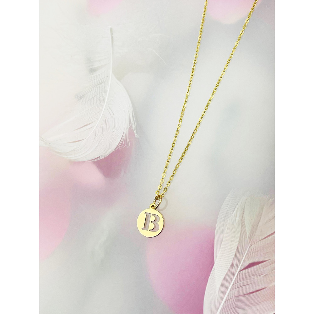 Złoty wisiorek zawieszka literka B kółko