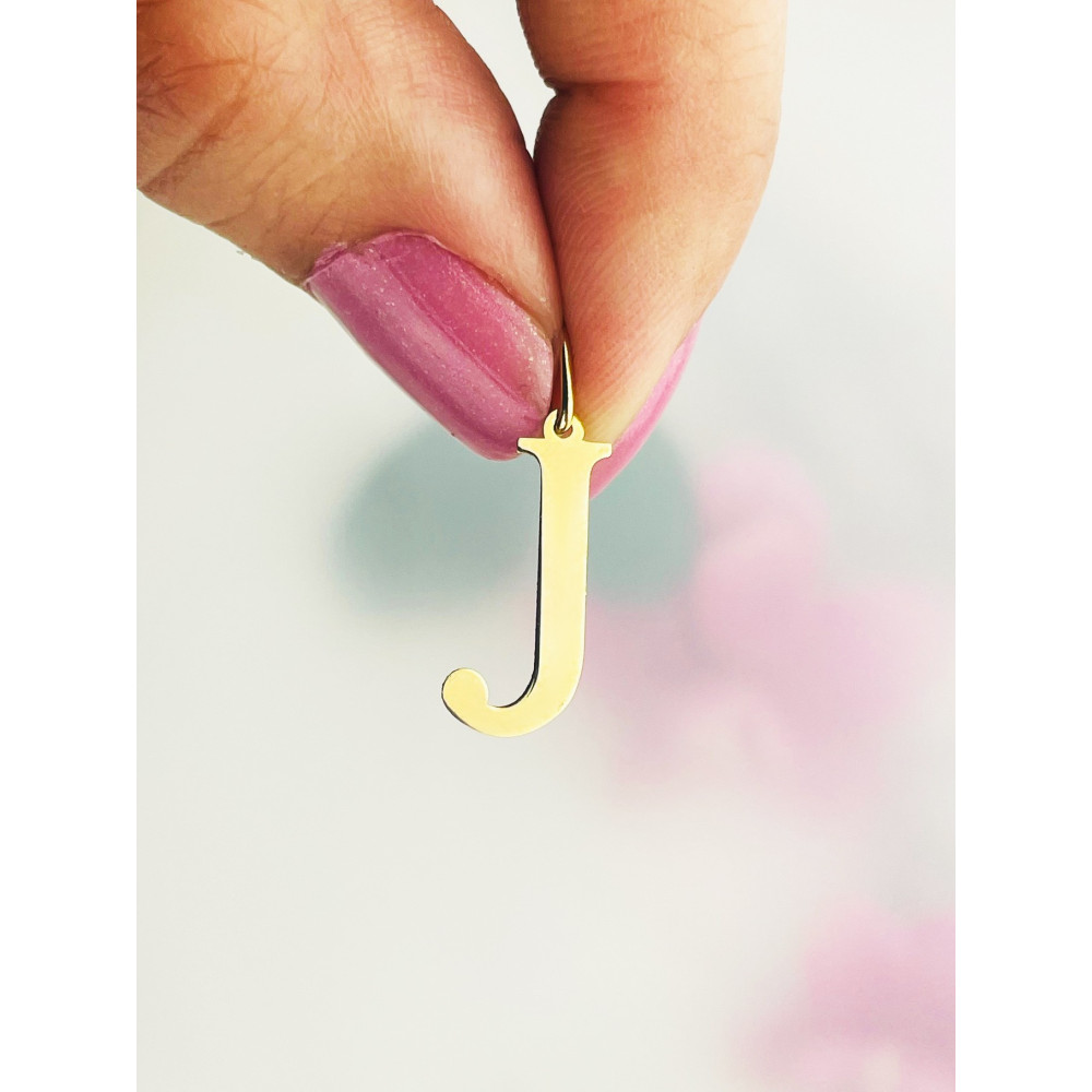 Złoty wisiorek zawieszka literka J klasyczna prosta