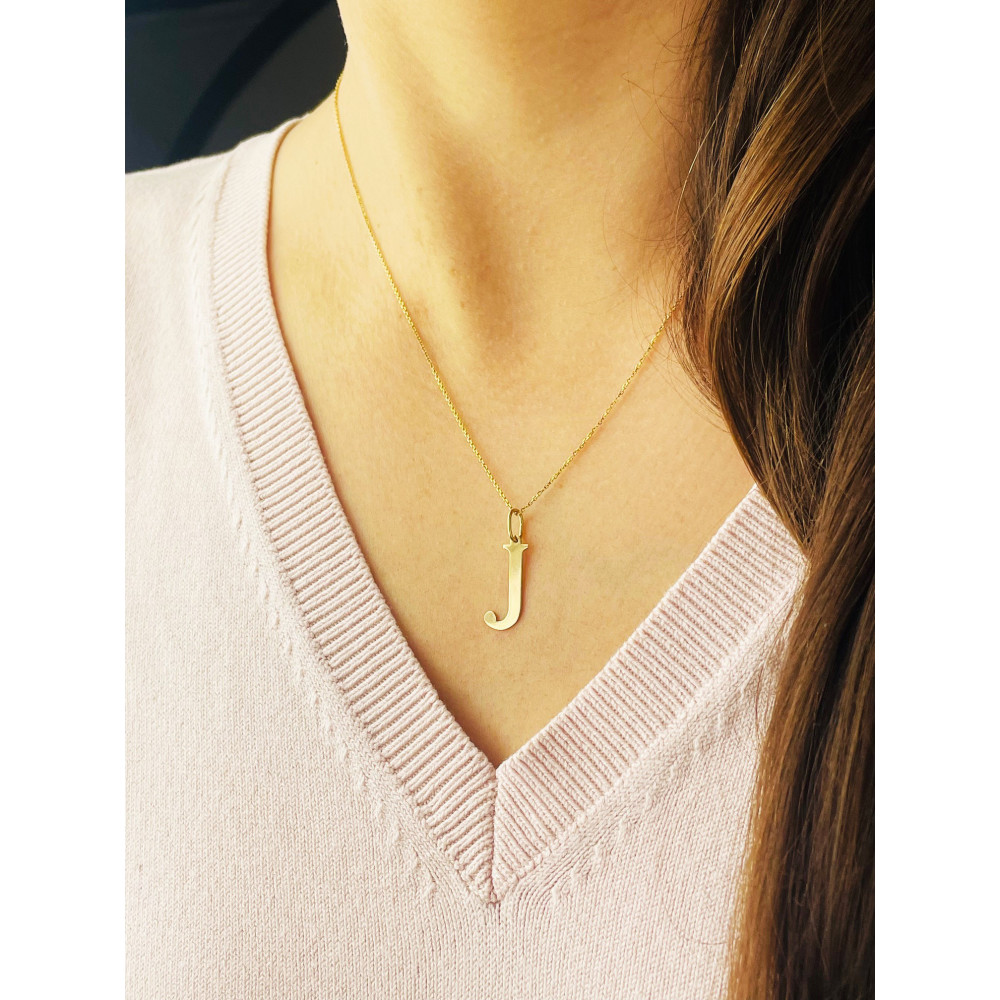 Anhänger Buchstabe J Kettenanhänger Goldanhänger 14KT Gelbgold