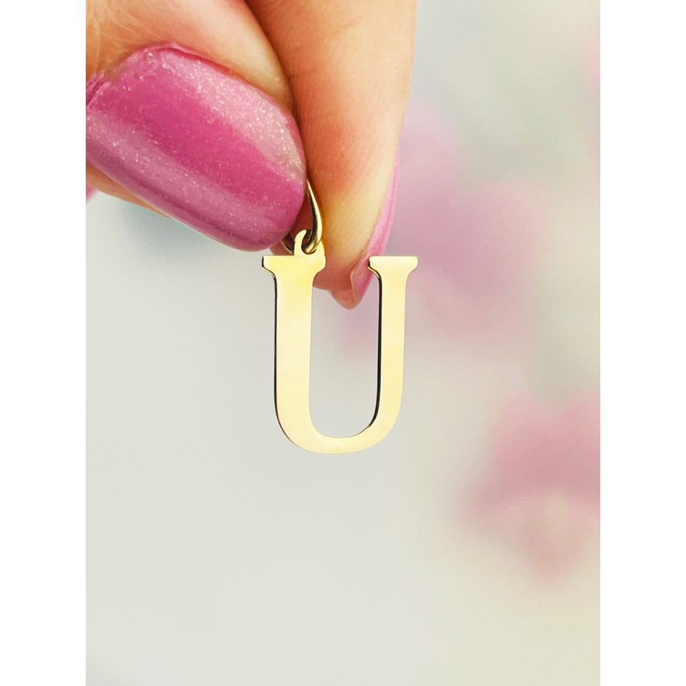 Anhänger Buchstabe U Kettenanhänger Goldanhänger 14KT Gelbgold
