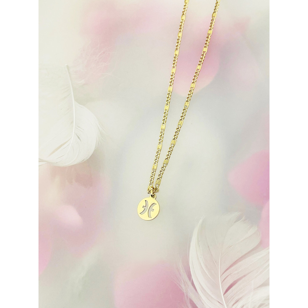 Złoty wisiorek zawieszka kółko znak zodiaku ryby