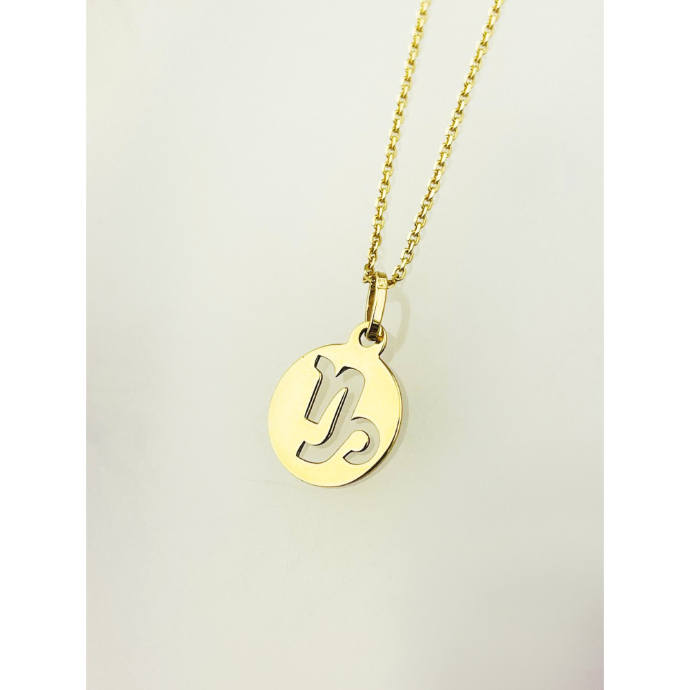 Złoty wisiorek zawieszka kółko znak zodiaku panna