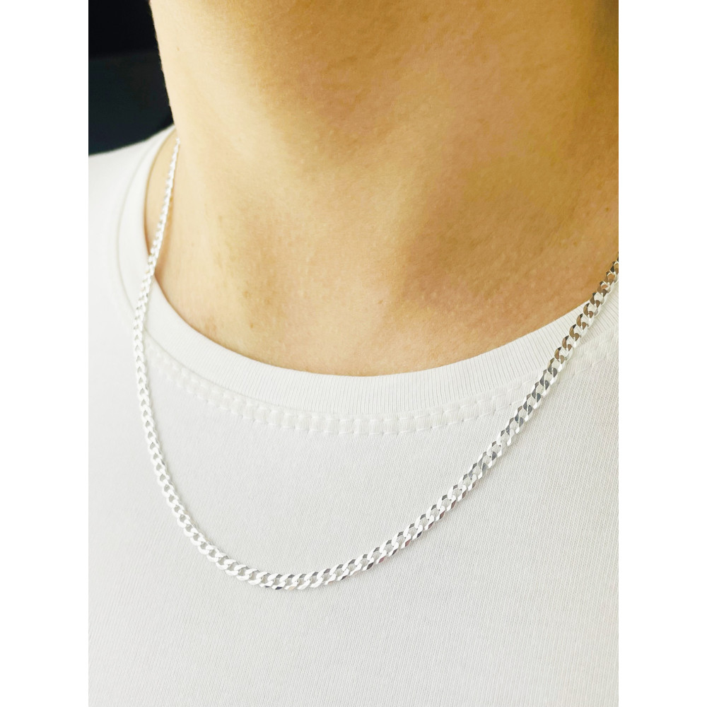 Srebrny łańcuszek pancerka długi