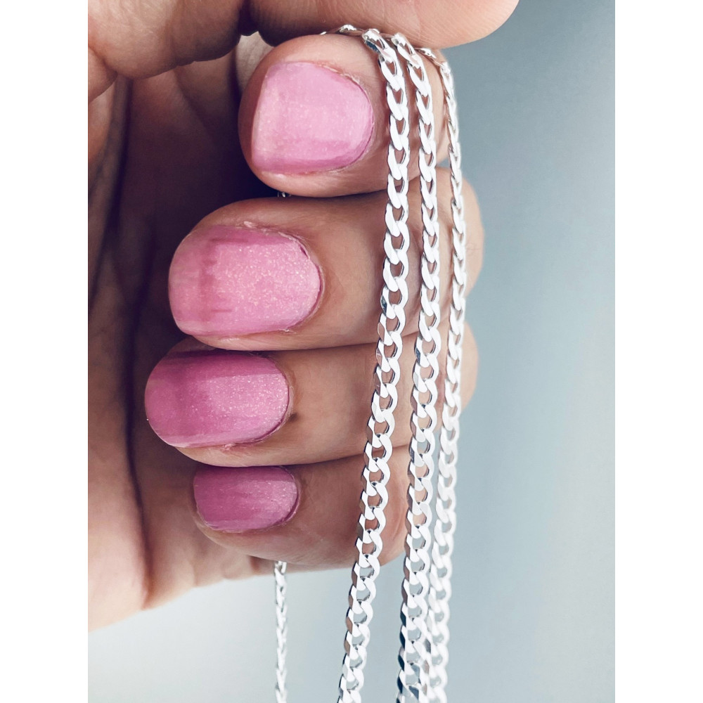 Srebrny łańcuszek pancerka długi