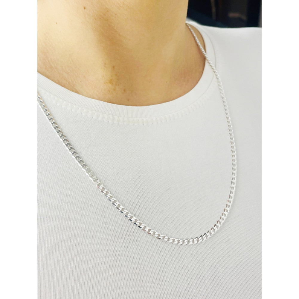 Srebrny łańcuszek szeroka pancerka