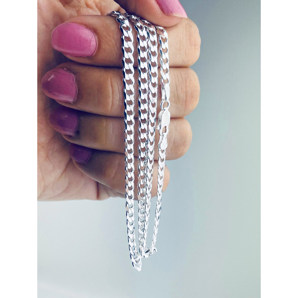 Srebrny łańcuszek szeroka pancerka