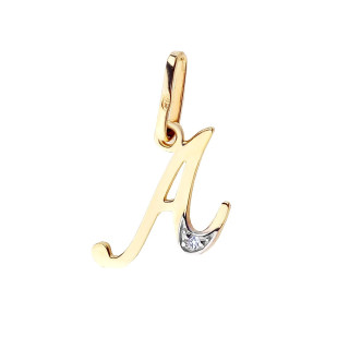 Złoty wisiorek zawieszka ozdobna literka A z cyrkoniami