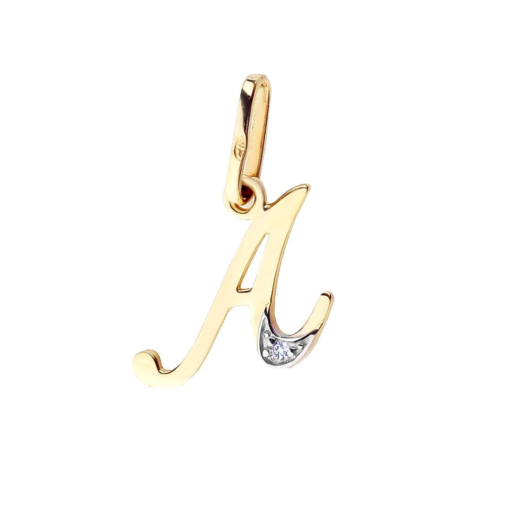 Złoty wisiorek zawieszka ozdobna literka A z cyrkoniami