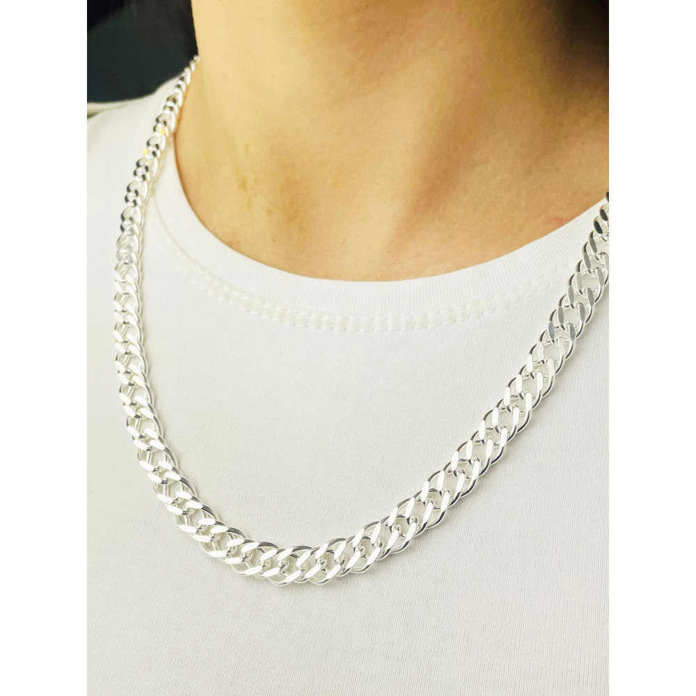 Srebrny łańcuszek szeroki masywny Rombo