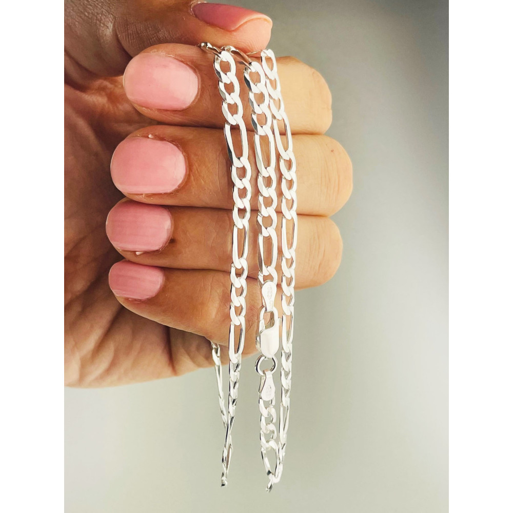 Srebrny łańcuszek szeroki figaro