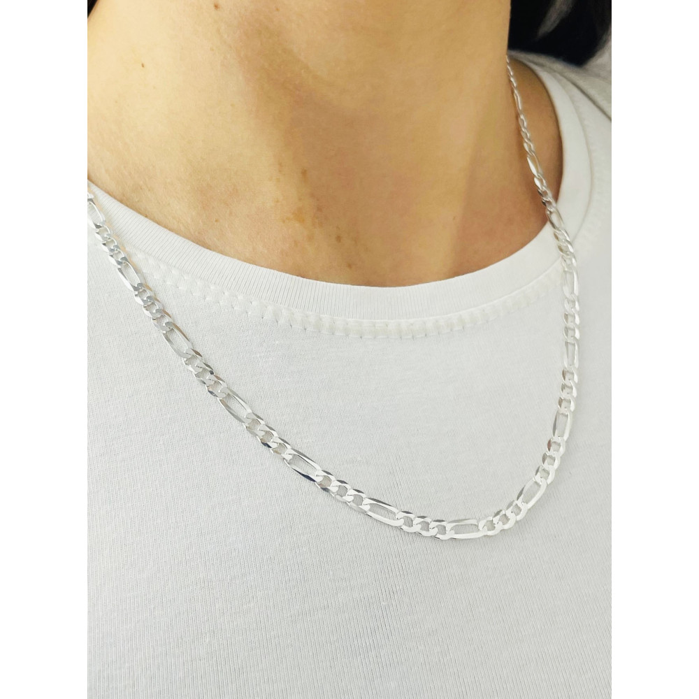 Srebrny łańcuszek szeroki figaro