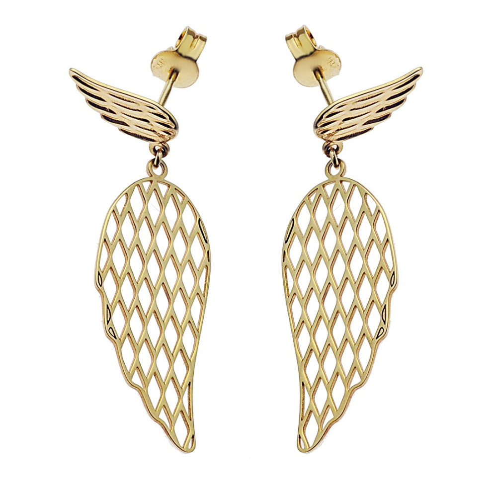 Gold Ohrringe Flügel Ohrhänger Ohrstecker Ohrschmuck Gelbgold