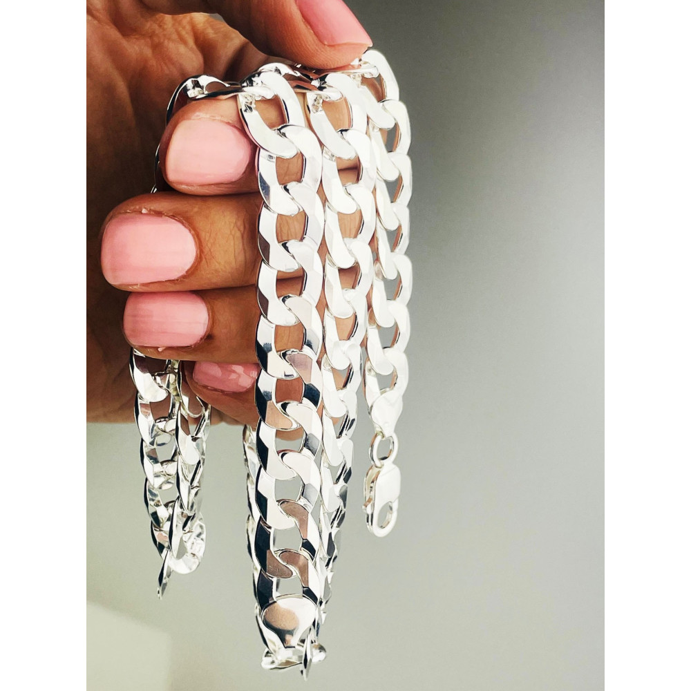 Srebrny łańcuszek łańcuch szeroki masywny pancerka