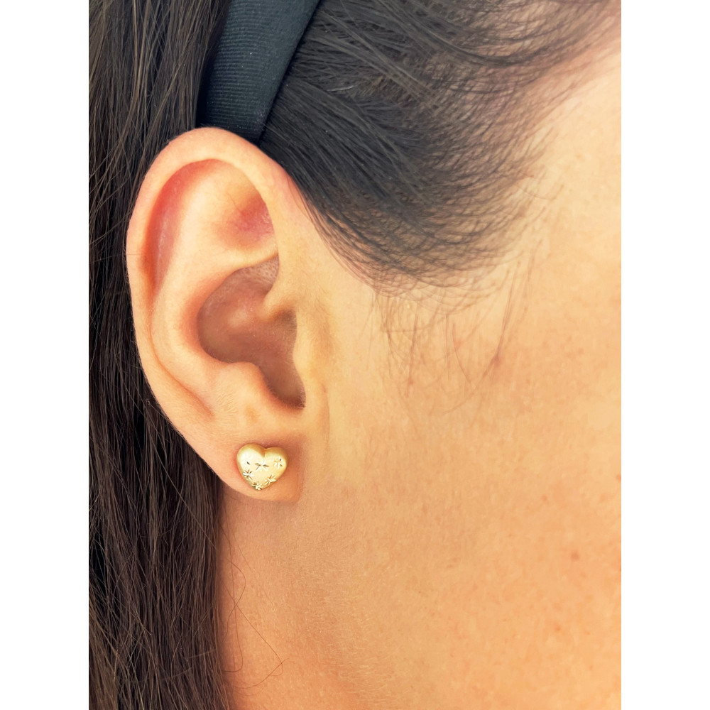 Złote kolczyki serca diamentowane