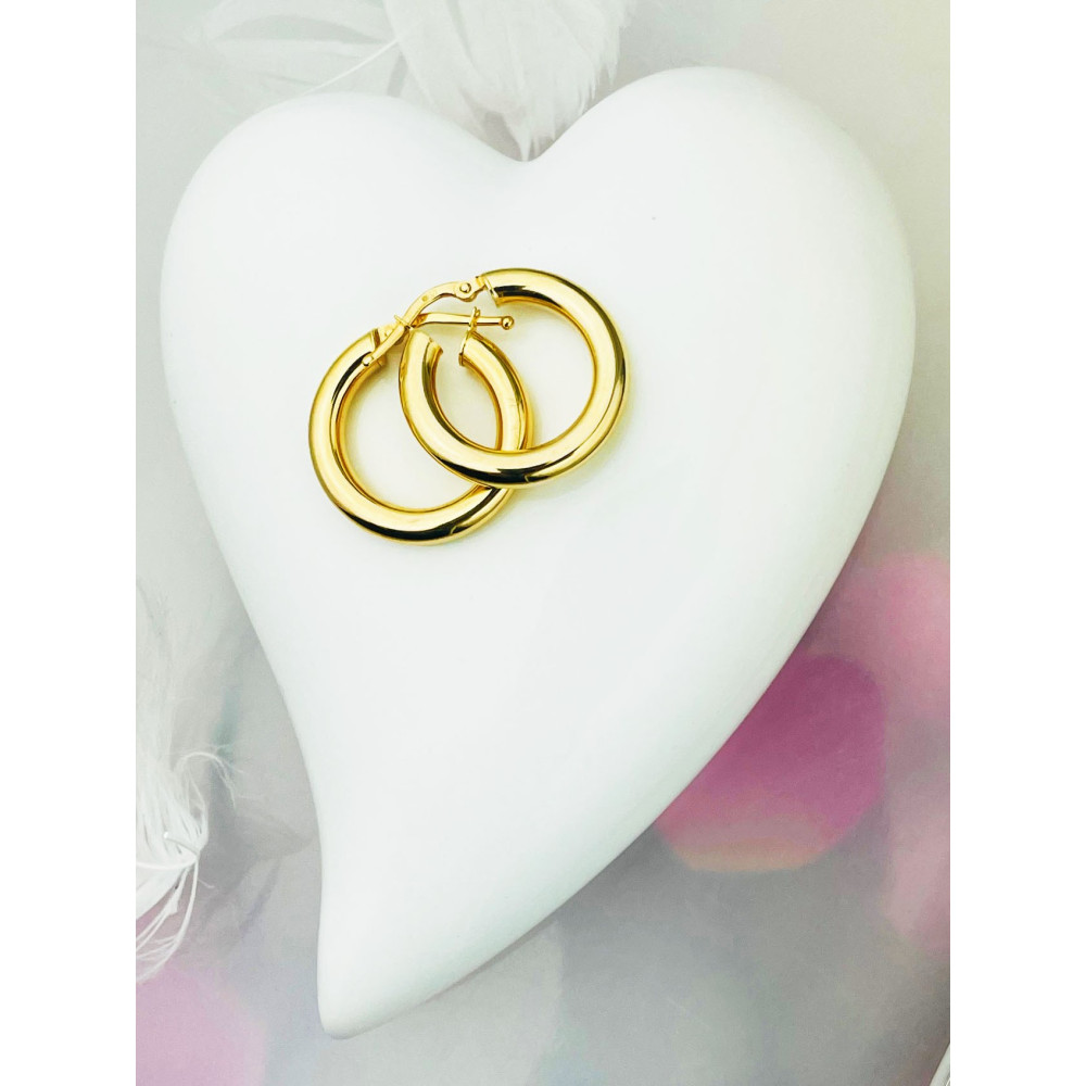 Złote kolczyki koła kółeczka polerowane gładkie