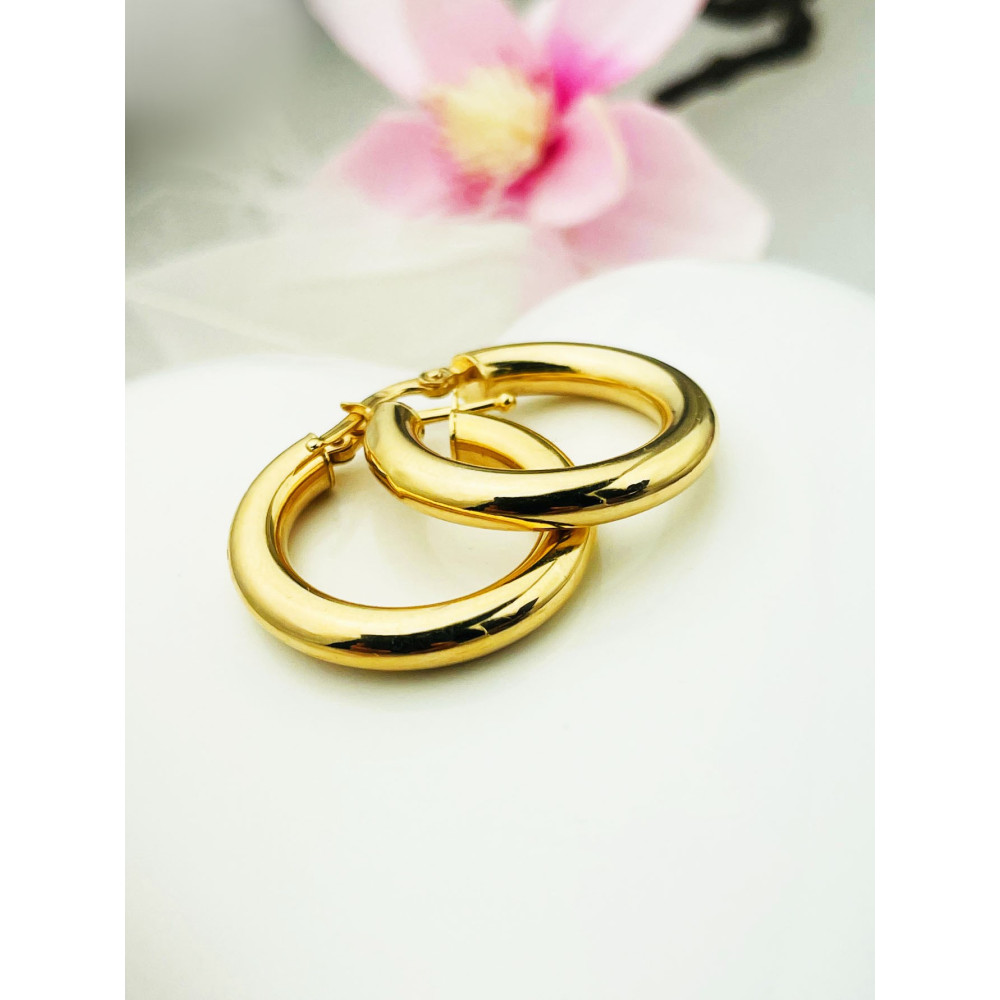 Kreis Creolen Ohrringe Ohrhänger Ohrstecker Ohrschmuck Paar Gelbgold 585er 14KT