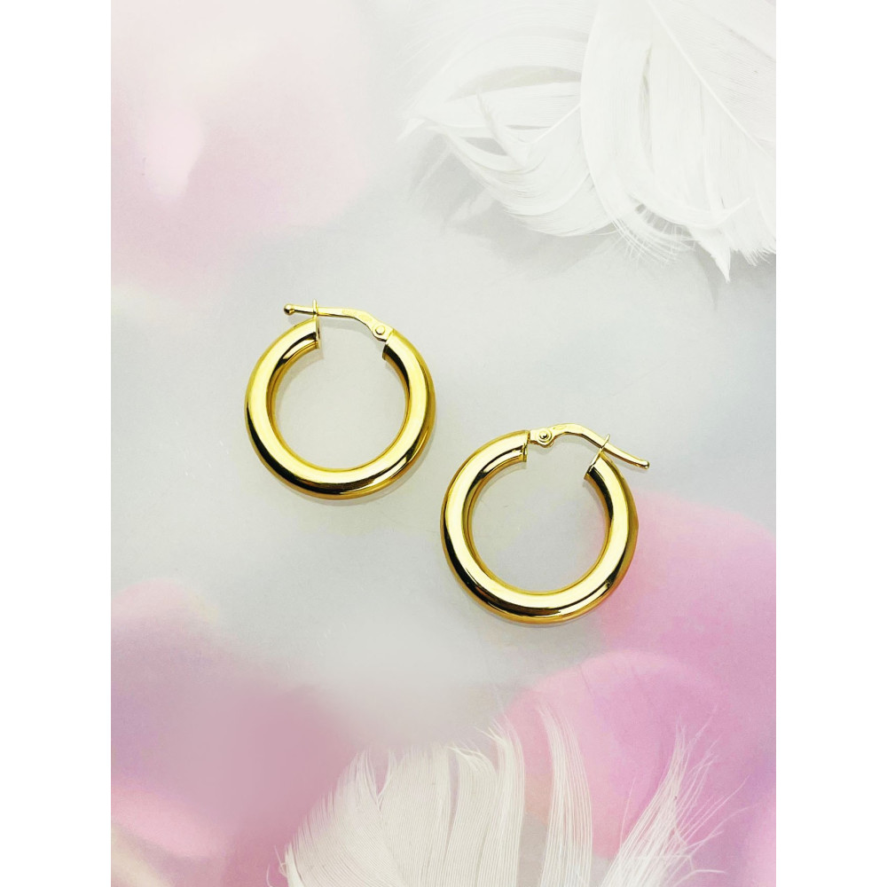 Kreis Creolen Ohrringe Ohrhänger Ohrstecker Ohrschmuck Paar Gelbgold 585er 14KT