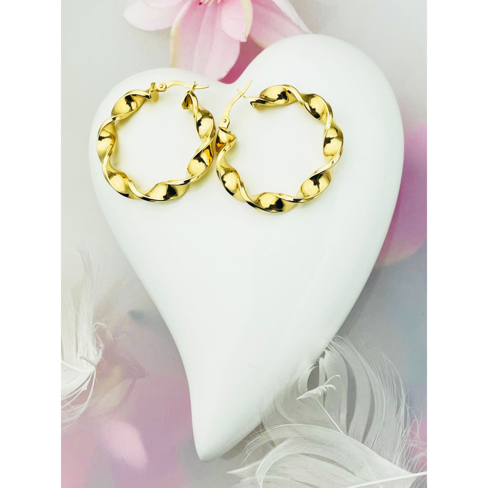 copy of Złote kolczyki kuleczki z cyrkoniami dwukolorowe