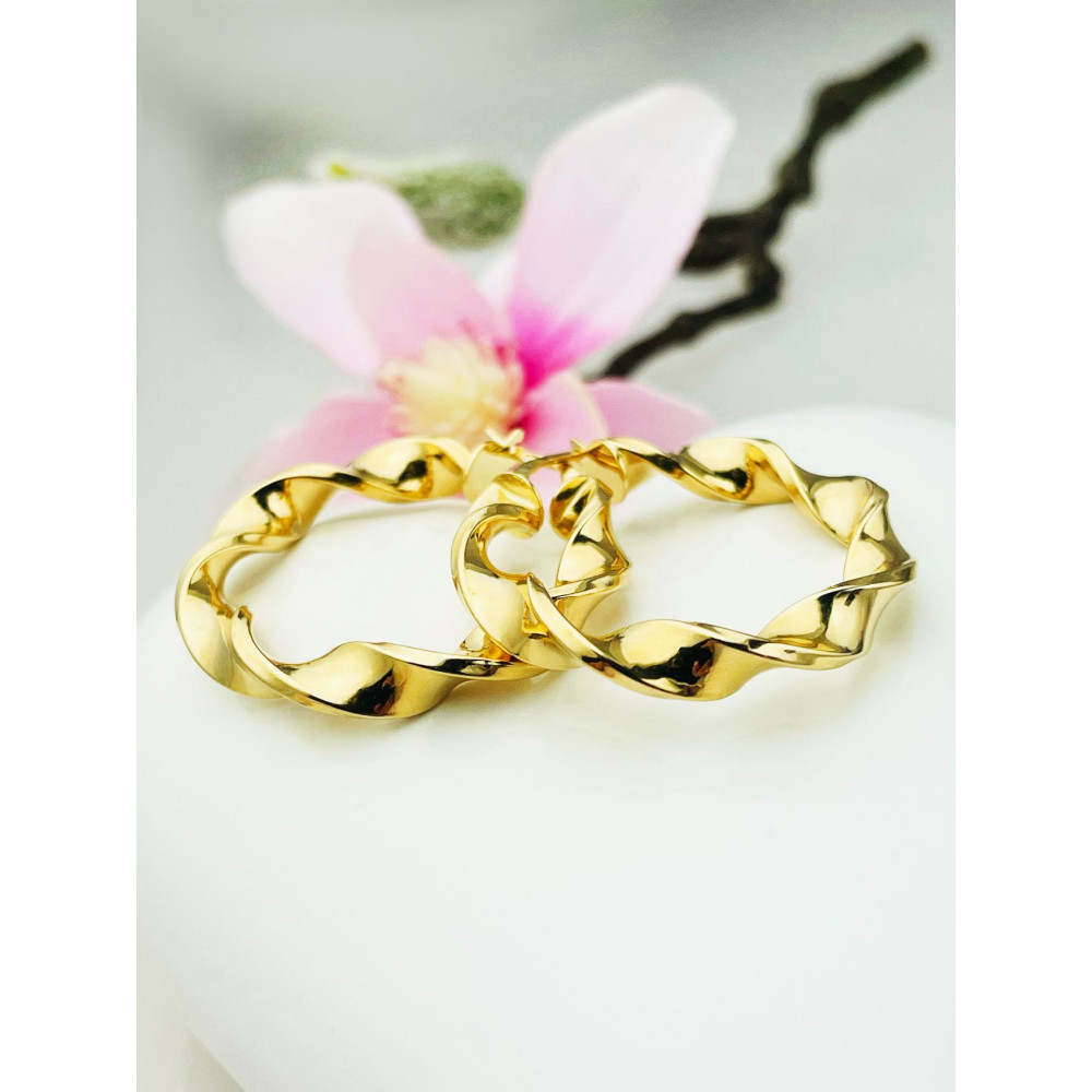 copy of Złote kolczyki kuleczki z cyrkoniami dwukolorowe