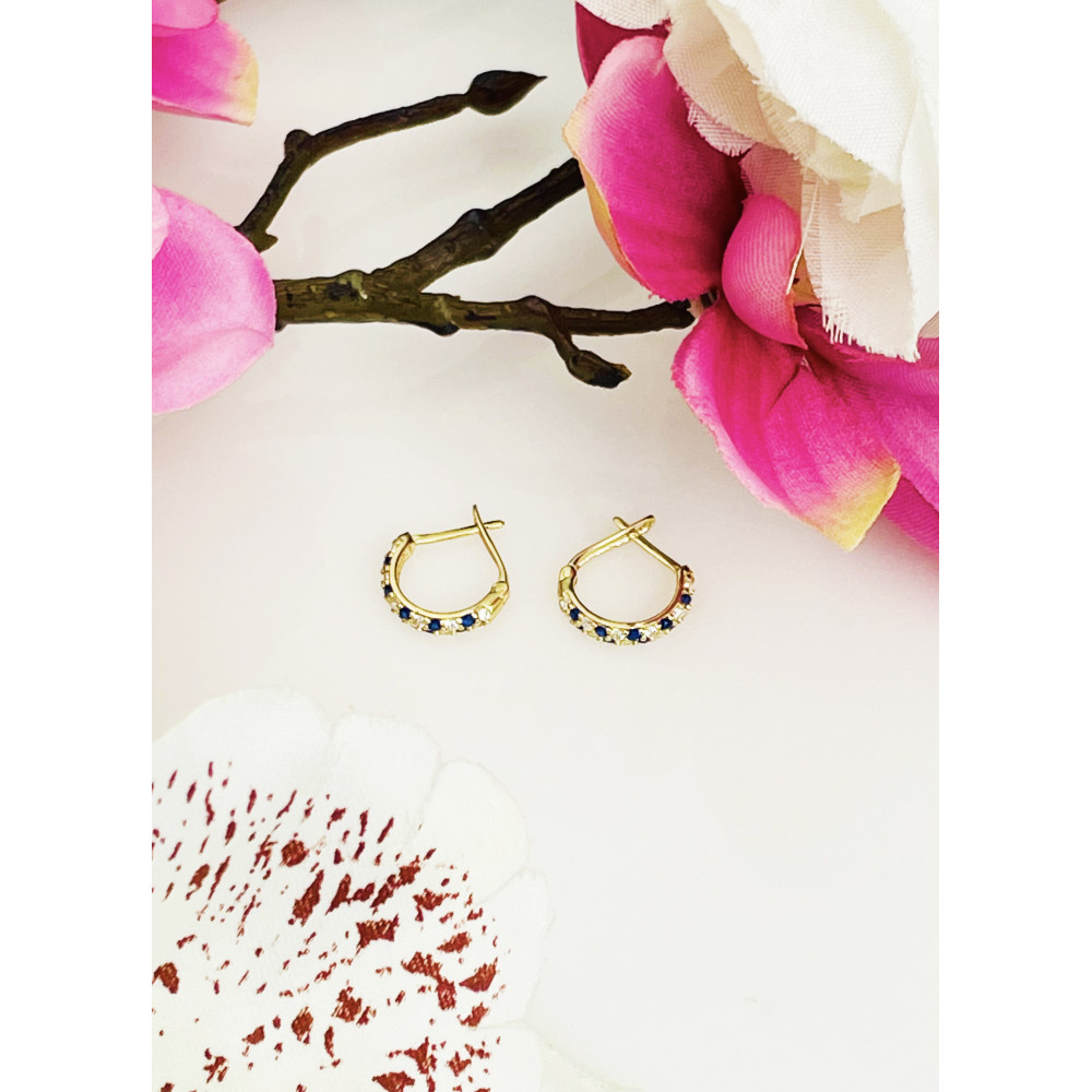 Złote kolczyki przecinki z cyrkoniami