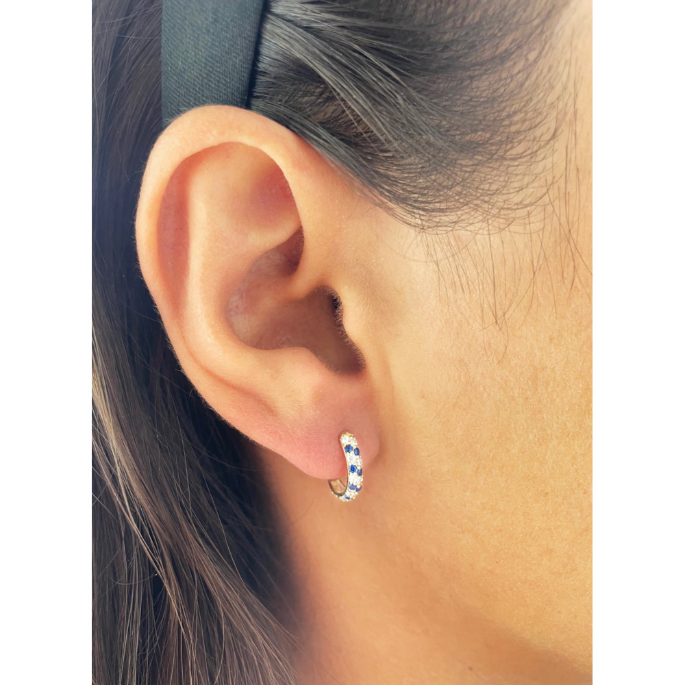 Złote kolczyki przecinki z cyrkoniami