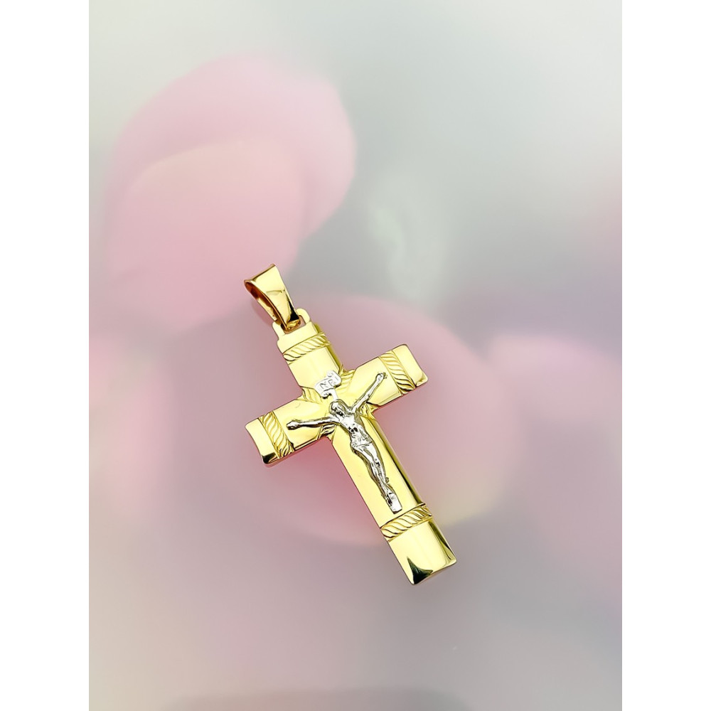 Goldanhänger Gold Anhänger Kreuz mit Jesus Goldkreuz Erstkommunion Gelbgold 585er 14KT