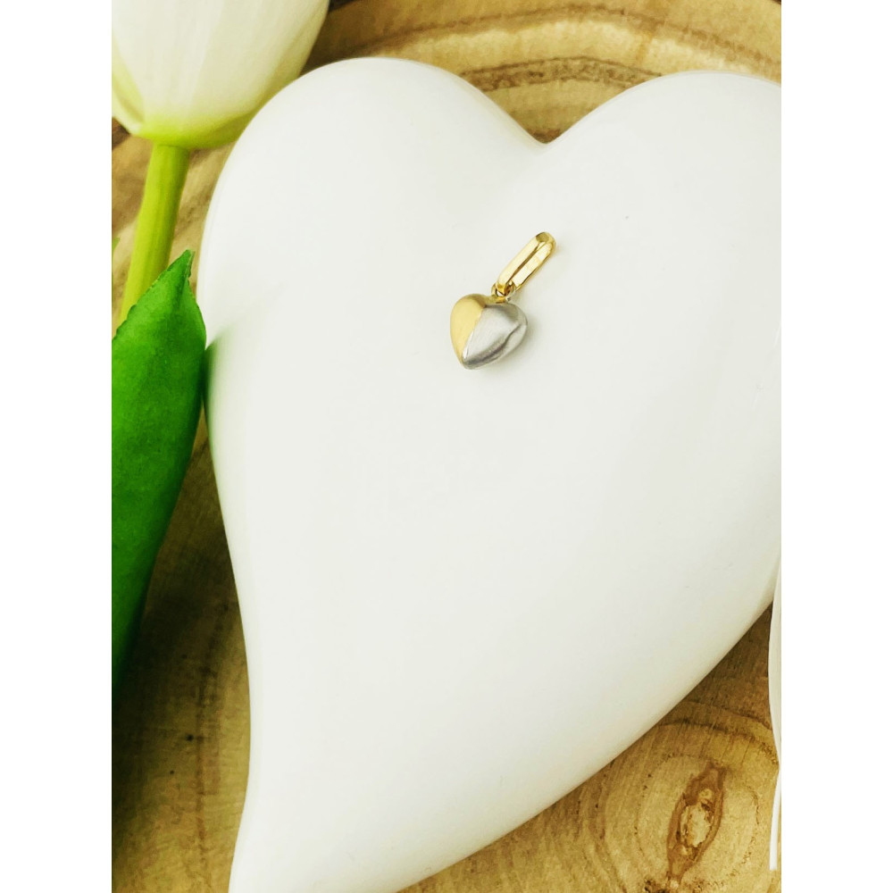 Złoty wisiorek zawieszka serce serduszko matowe frezowane figurka bikolor