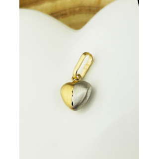 Złoty wisiorek zawieszka serce serduszko matowe frezowane figurka bikolor