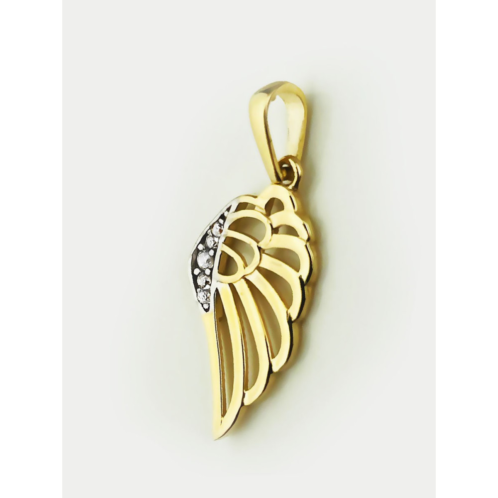 Anhänger Flügel Kettenanhänger Bicolor Zweifarbig Gold Goldanhänger mit Zirkonia