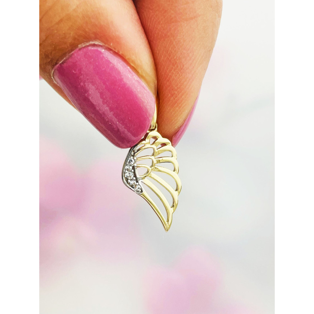 Anhänger Flügel Kettenanhänger Bicolor Zweifarbig Gold Goldanhänger mit Zirkonia