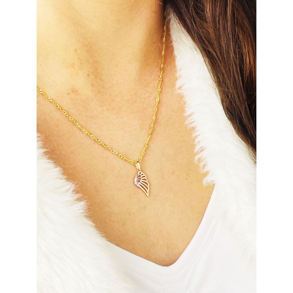 Anhänger Flügel Kettenanhänger Bicolor Zweifarbig Gold Goldanhänger mit Zirkonia