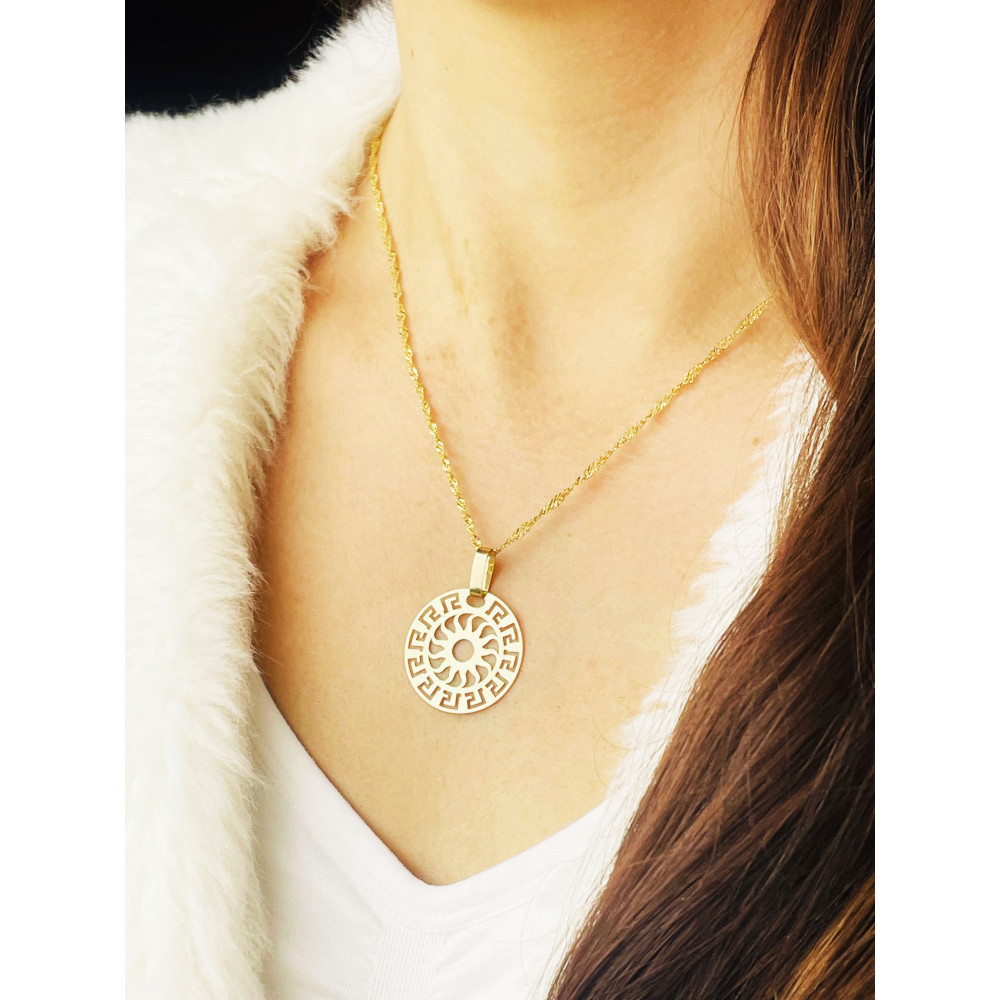 Złota zawieszka wisiorek grecki wzór słońce