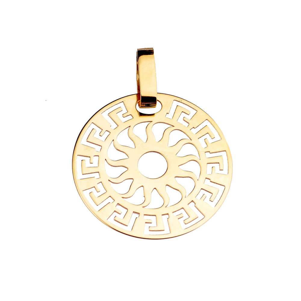 Anhänger Kreis Sonne Meander Muster Kettenanhänger Gelbgold Goldanhänger 585er 14KT