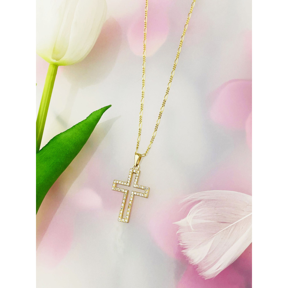 Goldanhänger Kettenanhänger Gold Anhänger Kreuz mit Zirkonia Goldkreuz Gelbgold 585er 14KT