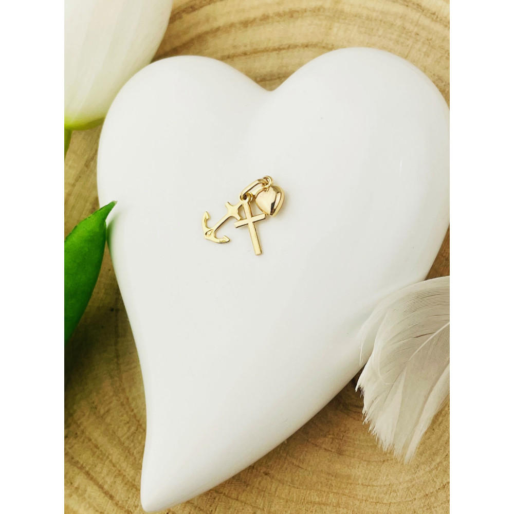 Anhänger Gelbgold Glaube Liebe Hoffnung Herz Kreuz Anker