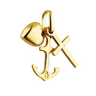 Anhänger Gelbgold Glaube Liebe Hoffnung Herz Kreuz Anker