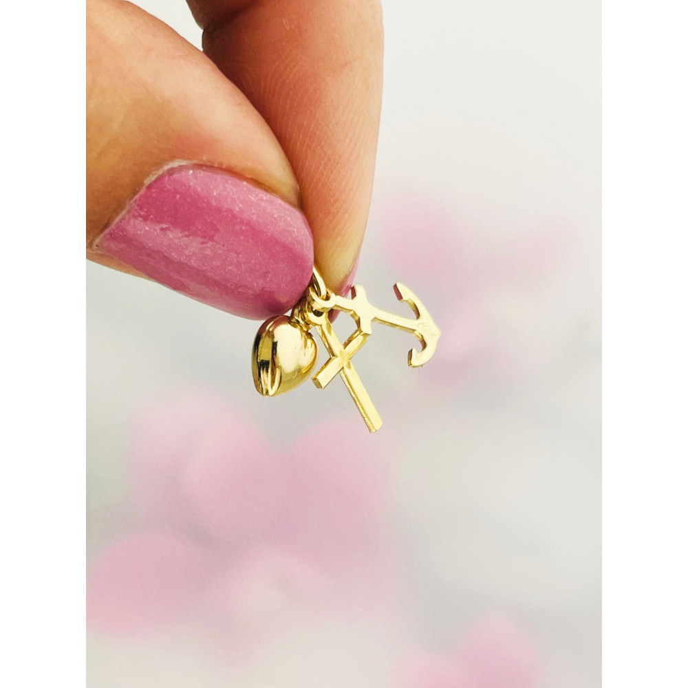 Anhänger Gelbgold Glaube Liebe Hoffnung Herz Kreuz Anker