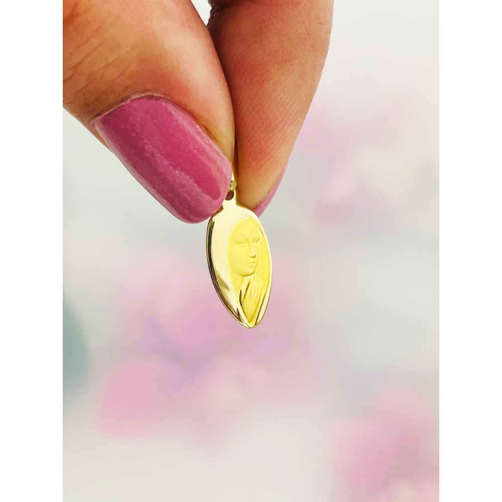 Złoty Medalik Zawieszka Matka Boska Madonna Komunia Chrzest