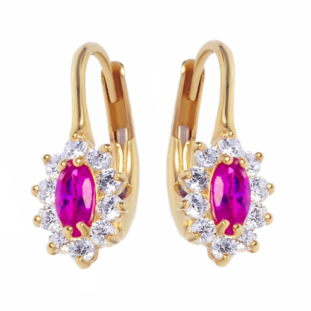 Złote kolczyki owalne z cyrkoniami dwukolorowe